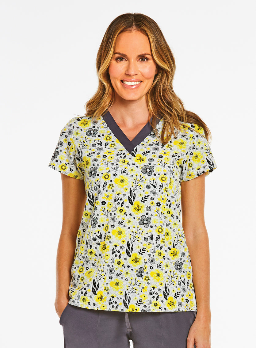 Maevn Prints 1767 Women's V-Neck Print Top
