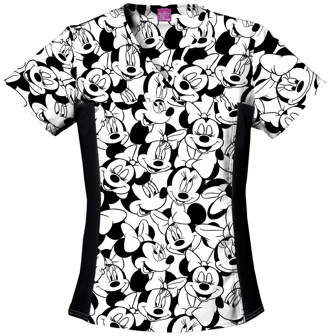 Tooniforms Disney Women's 6875C V-Neck Knit Panel Top