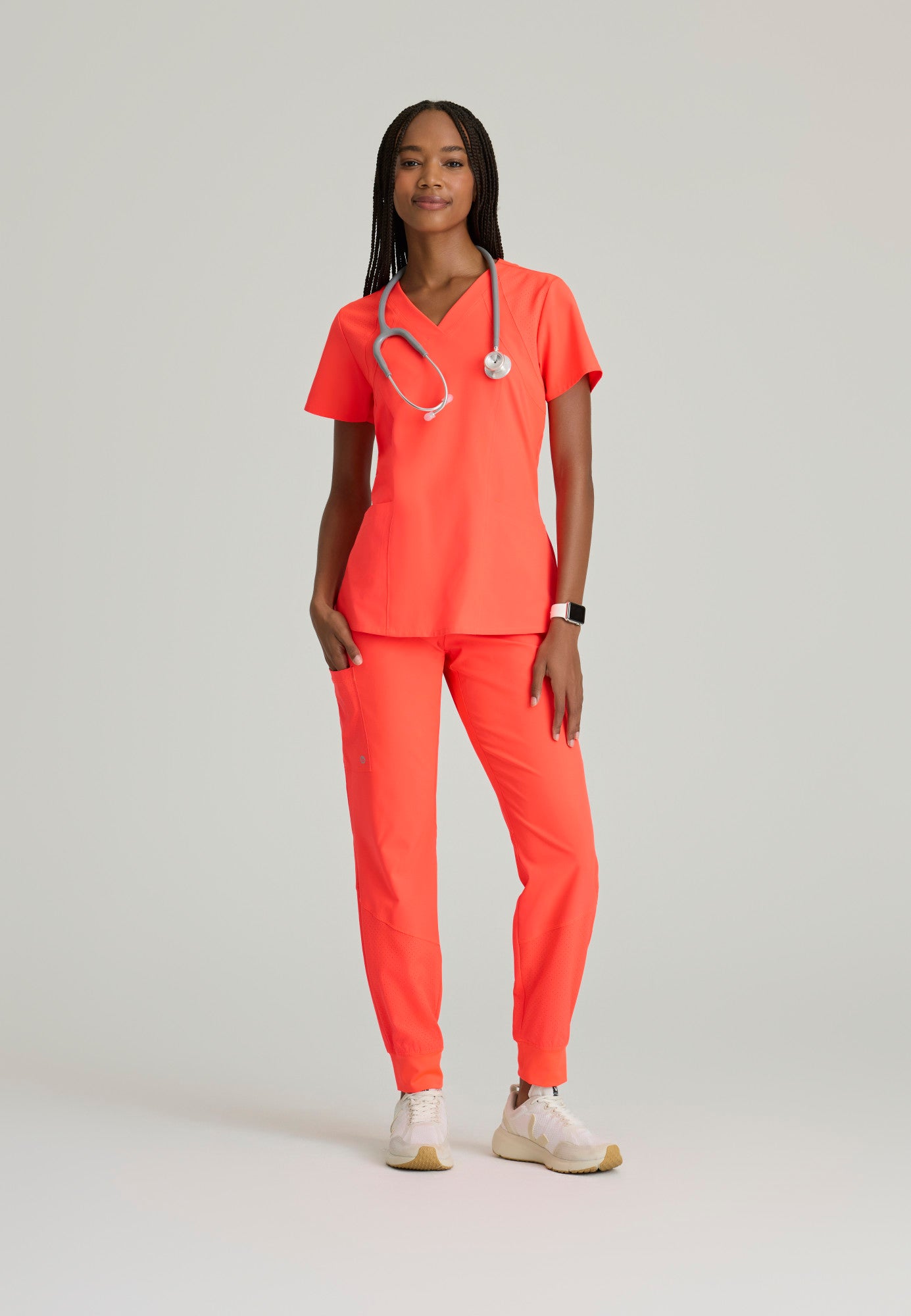 Barco One 5105 Racer 4-Pocket V-Neck Scrub Top