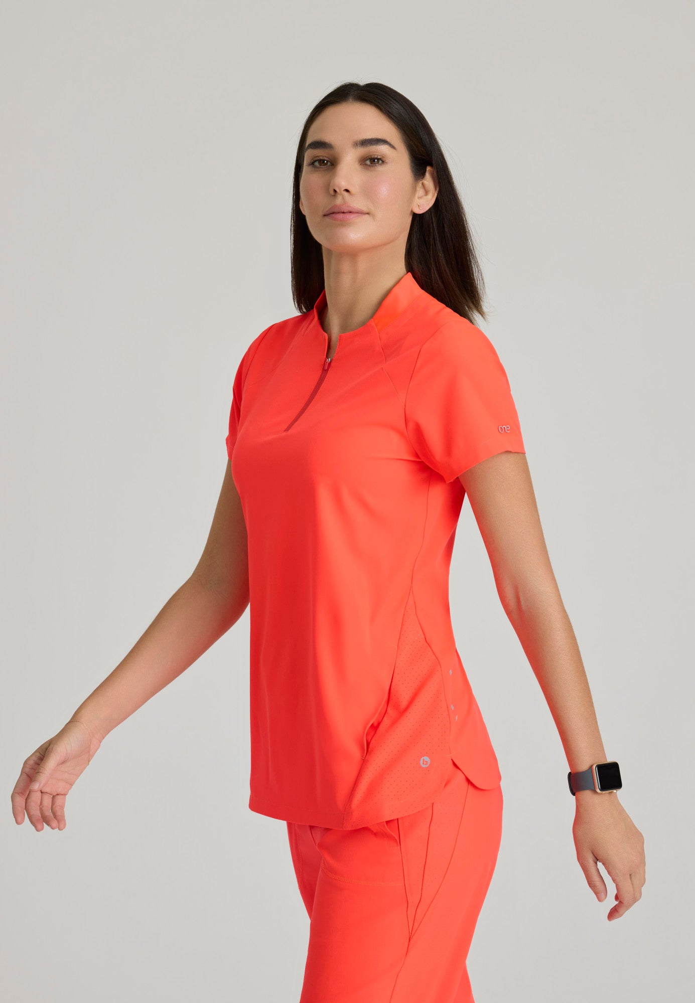 Barco One BOT216 Flux Plus Size 2-Pocket Banded Zip Collar Top