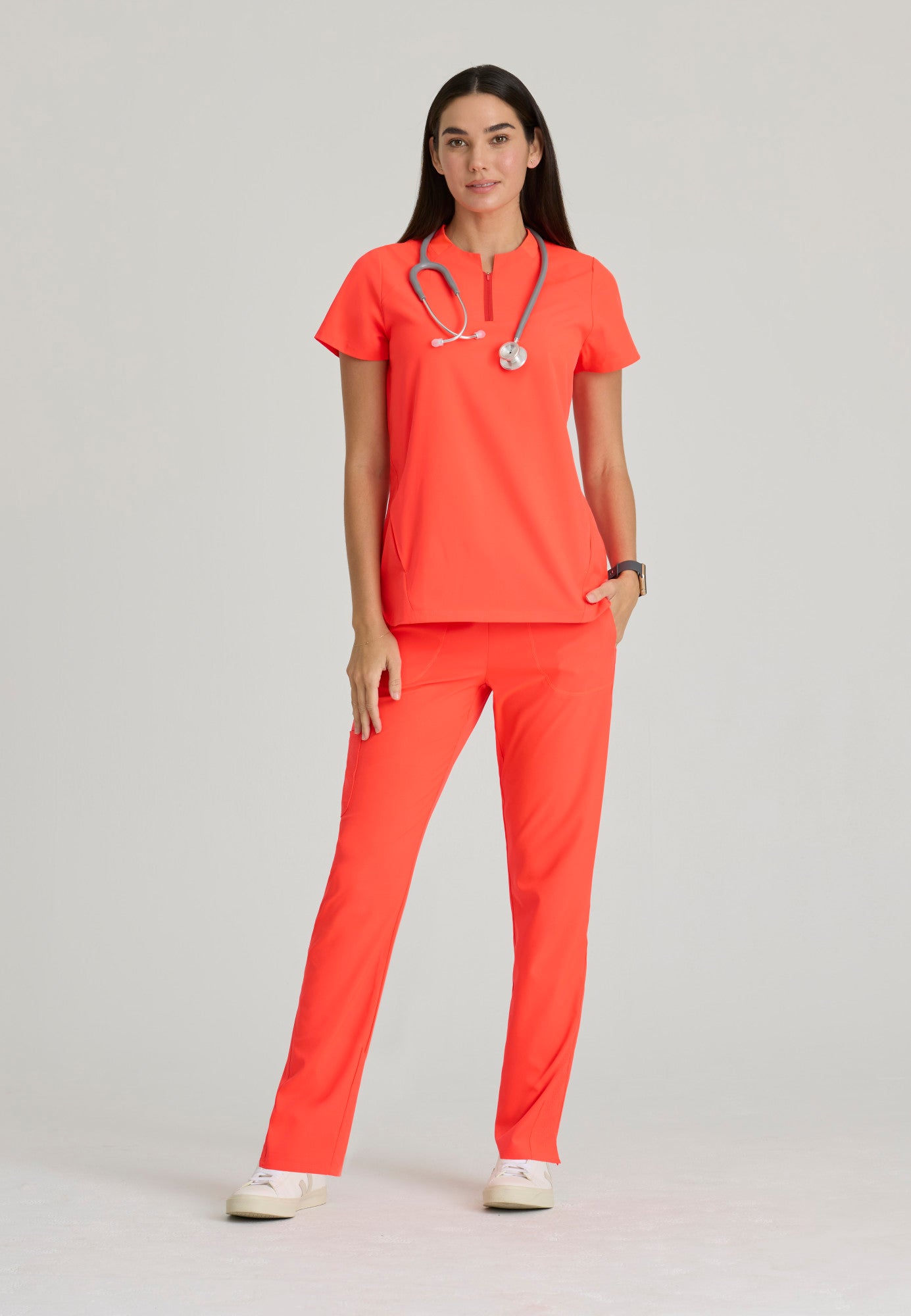 Barco One BOT216 Flux Plus Size 2-Pocket Banded Zip Collar Top