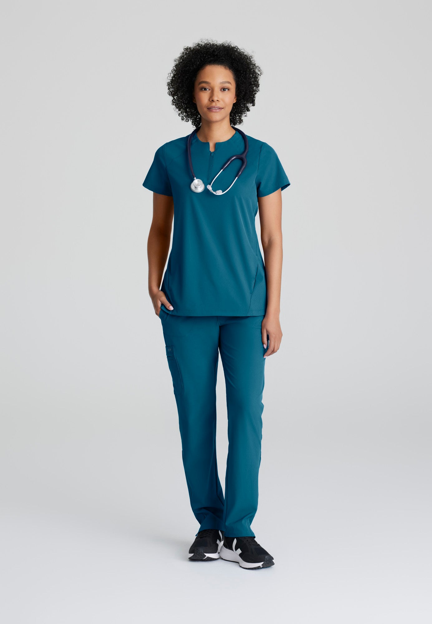 Barco One BOT216 Flux Plus Size 2-Pocket Banded Zip Collar Top