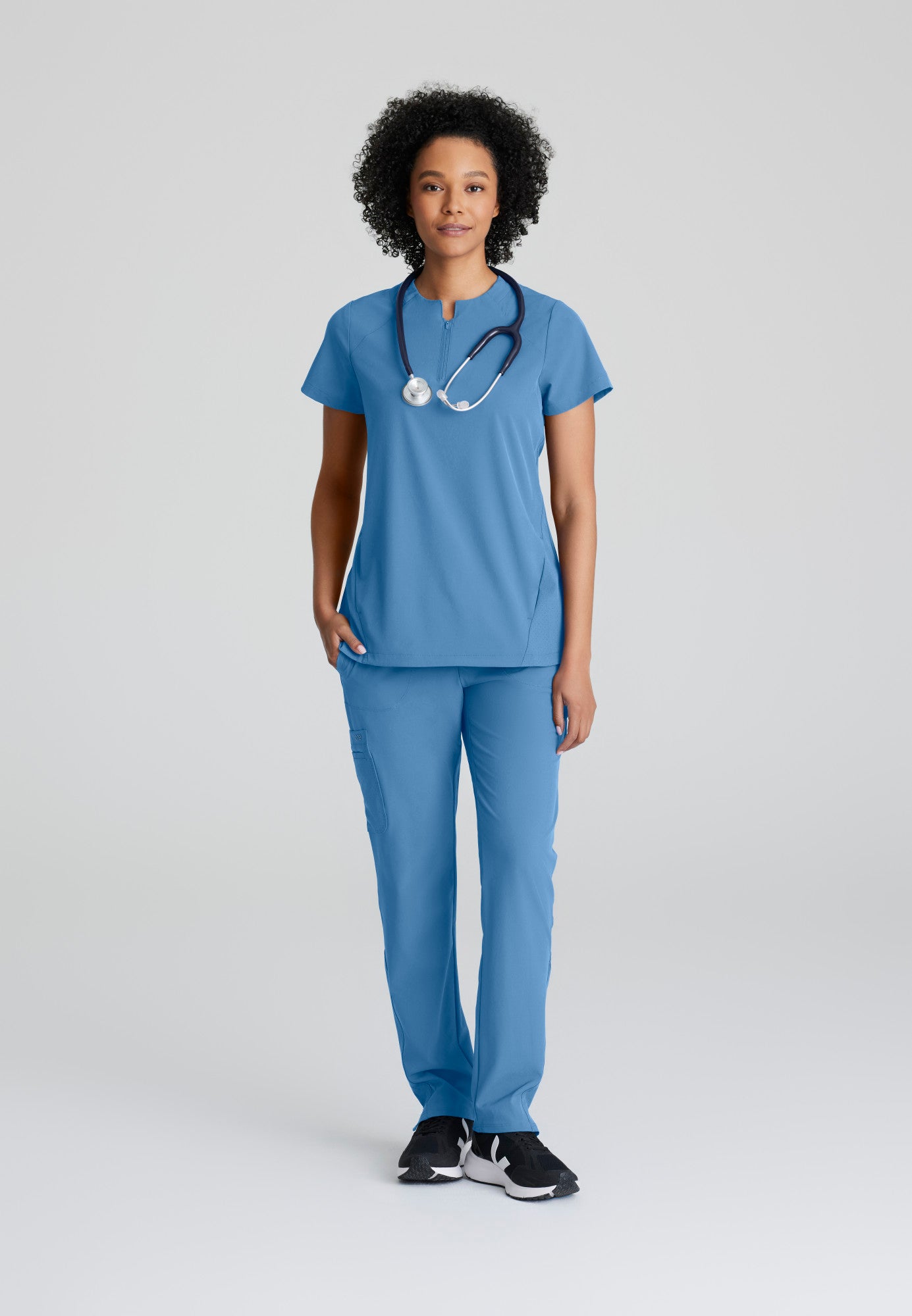 Barco One BOT216 Flux Plus Size 2-Pocket Banded Zip Collar Top