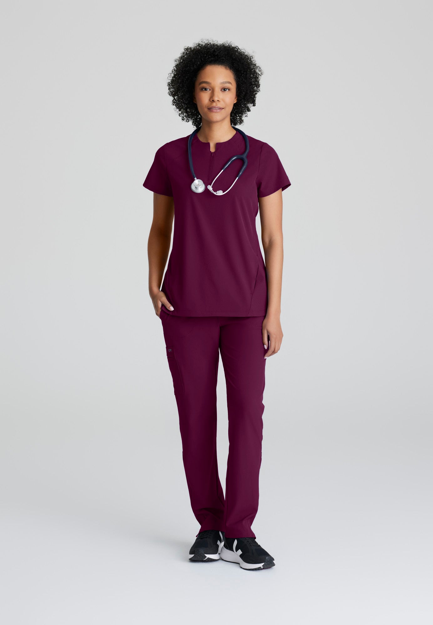 Barco One BOT216 Flux Plus Size 2-Pocket Banded Zip Collar Top
