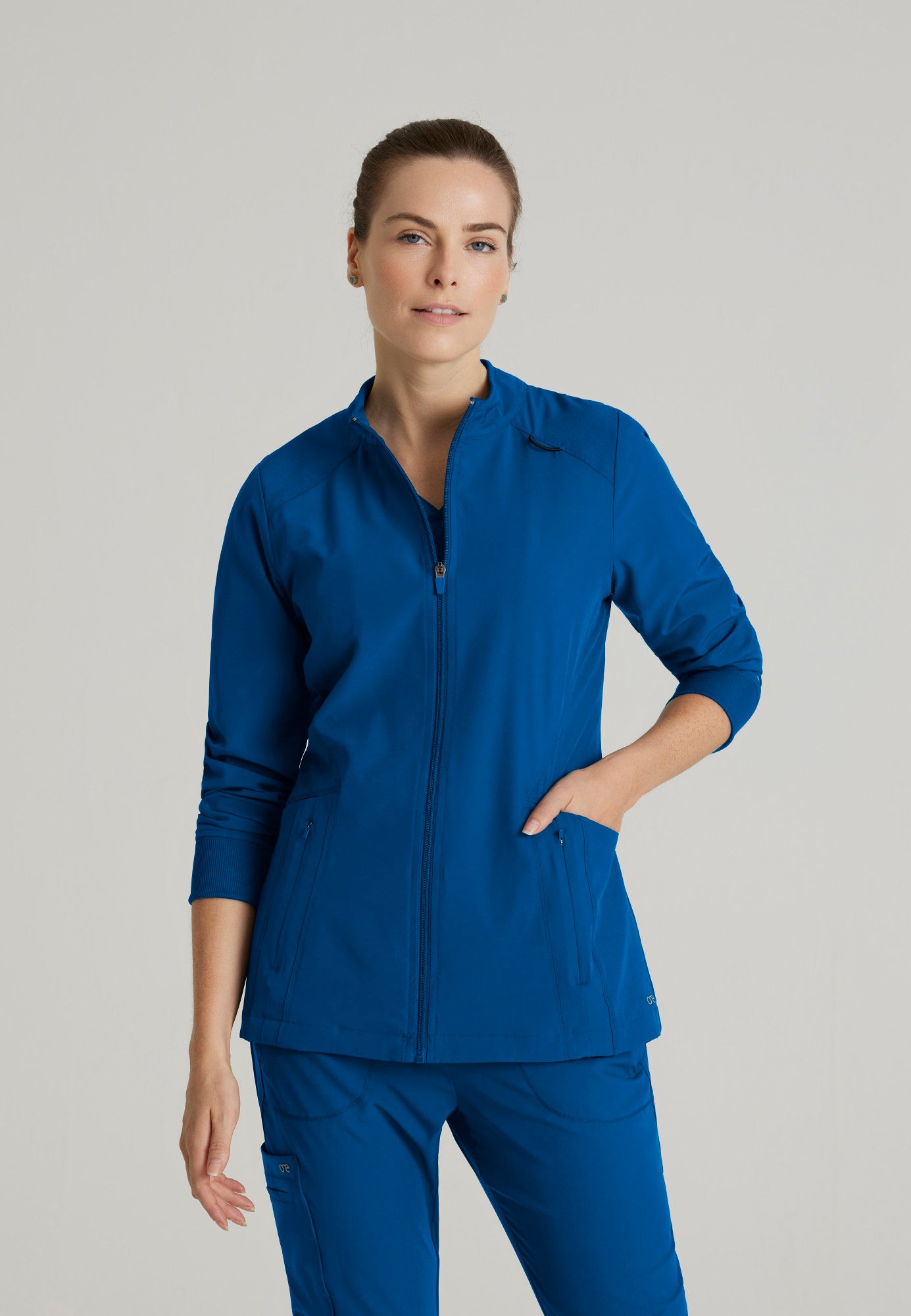 Barco One BOW894 Venture 4-Pocket Banded Collar Warm-Up Scrub Jacket