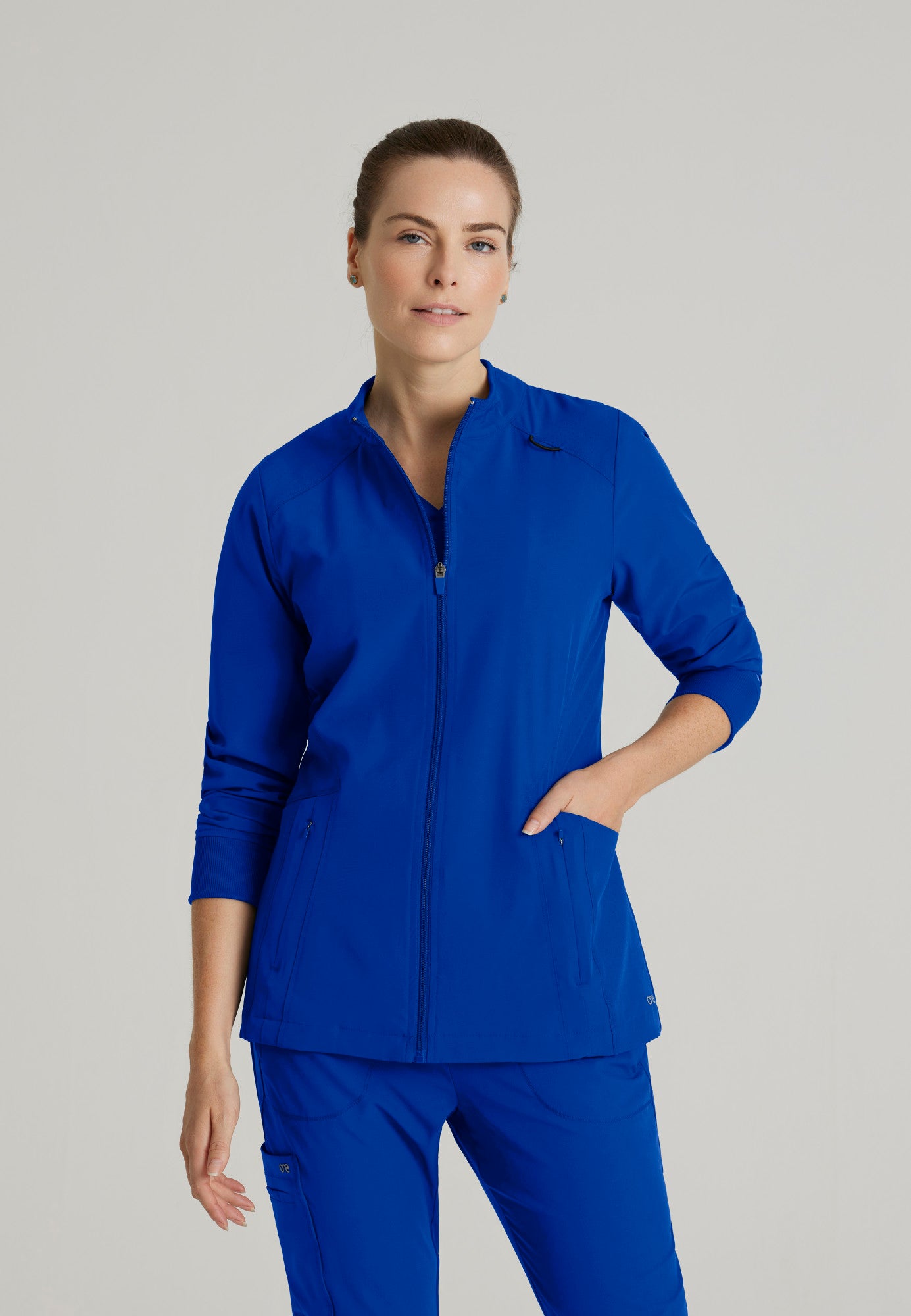 Barco One BOW894 Venture 4-Pocket Banded Collar Warm-Up Scrub Jacket