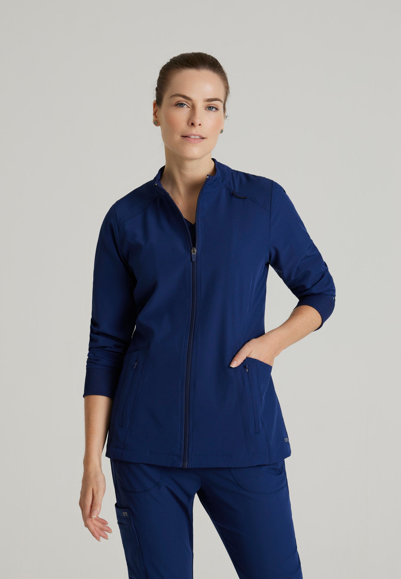 Barco One BOW894 Venture 4-Pocket Banded Collar Warm-Up Scrub Jacket