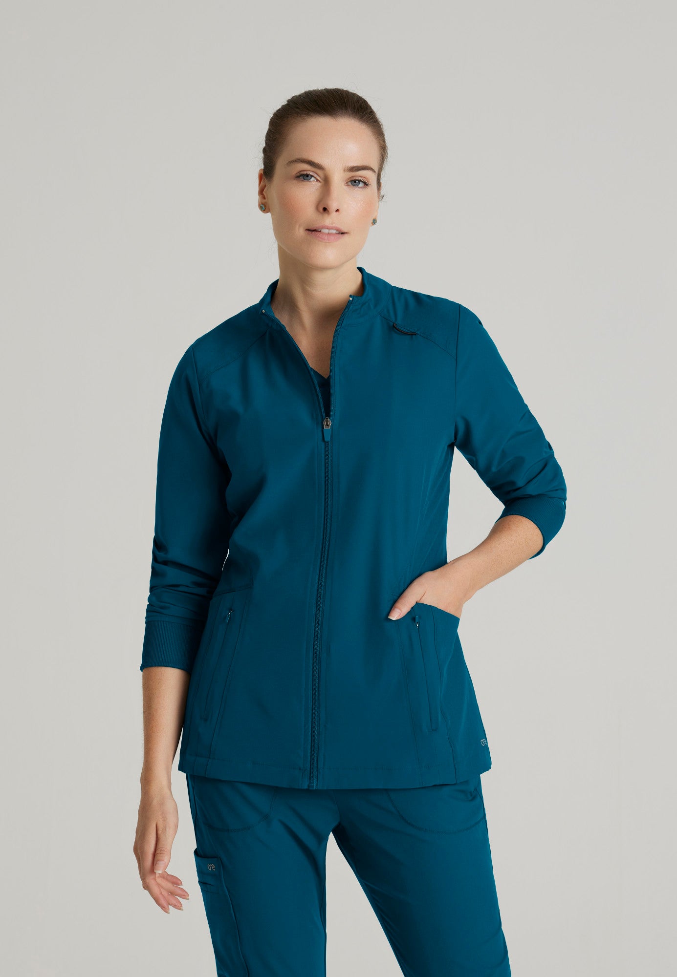Barco One BOW894 Venture 4-Pocket Banded Collar Warm-Up Scrub Jacket