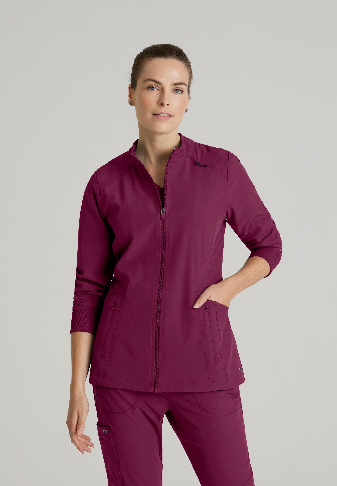 Barco One BOW894 Venture 4-Pocket Banded Collar Warm-Up Scrub Jacket
