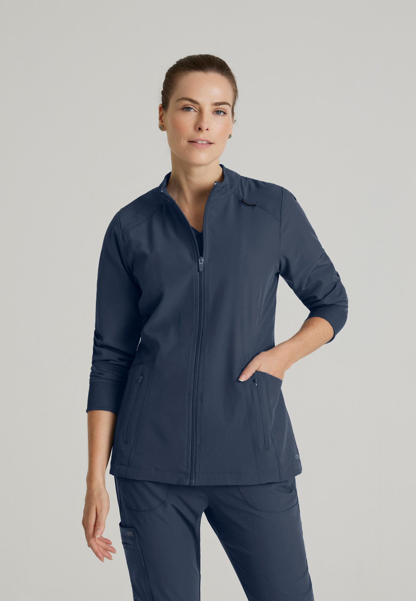 Barco One BOW894 Venture 4-Pocket Banded Collar Warm-Up Scrub Jacket