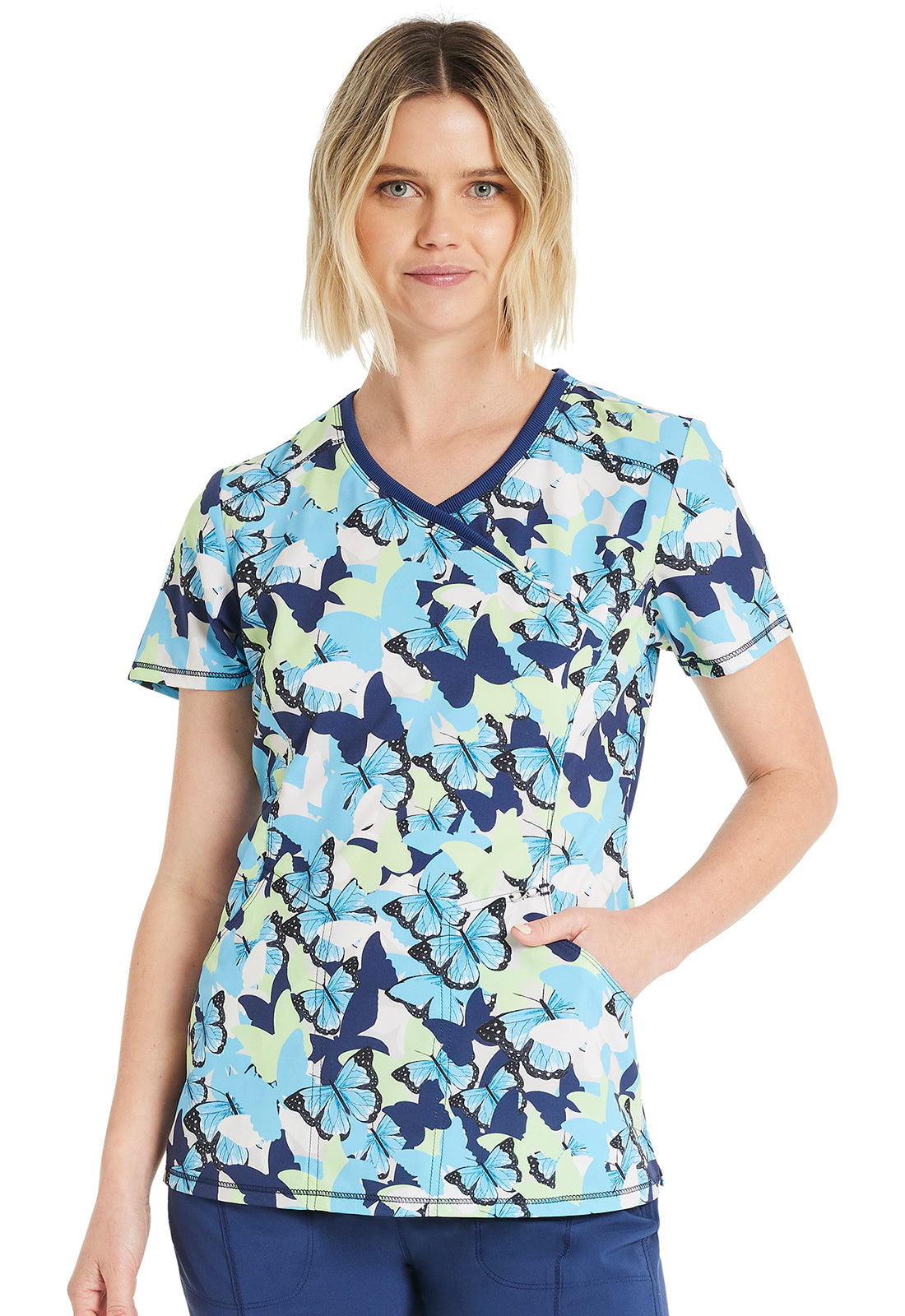 Cherokee Infinity Women's CK608 Mock Print Wrap Top