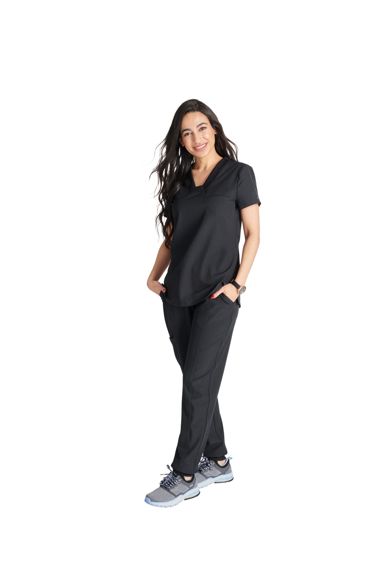 Cherokee Allura Select Plus Size CKA 667 Mitered V-Neck Top