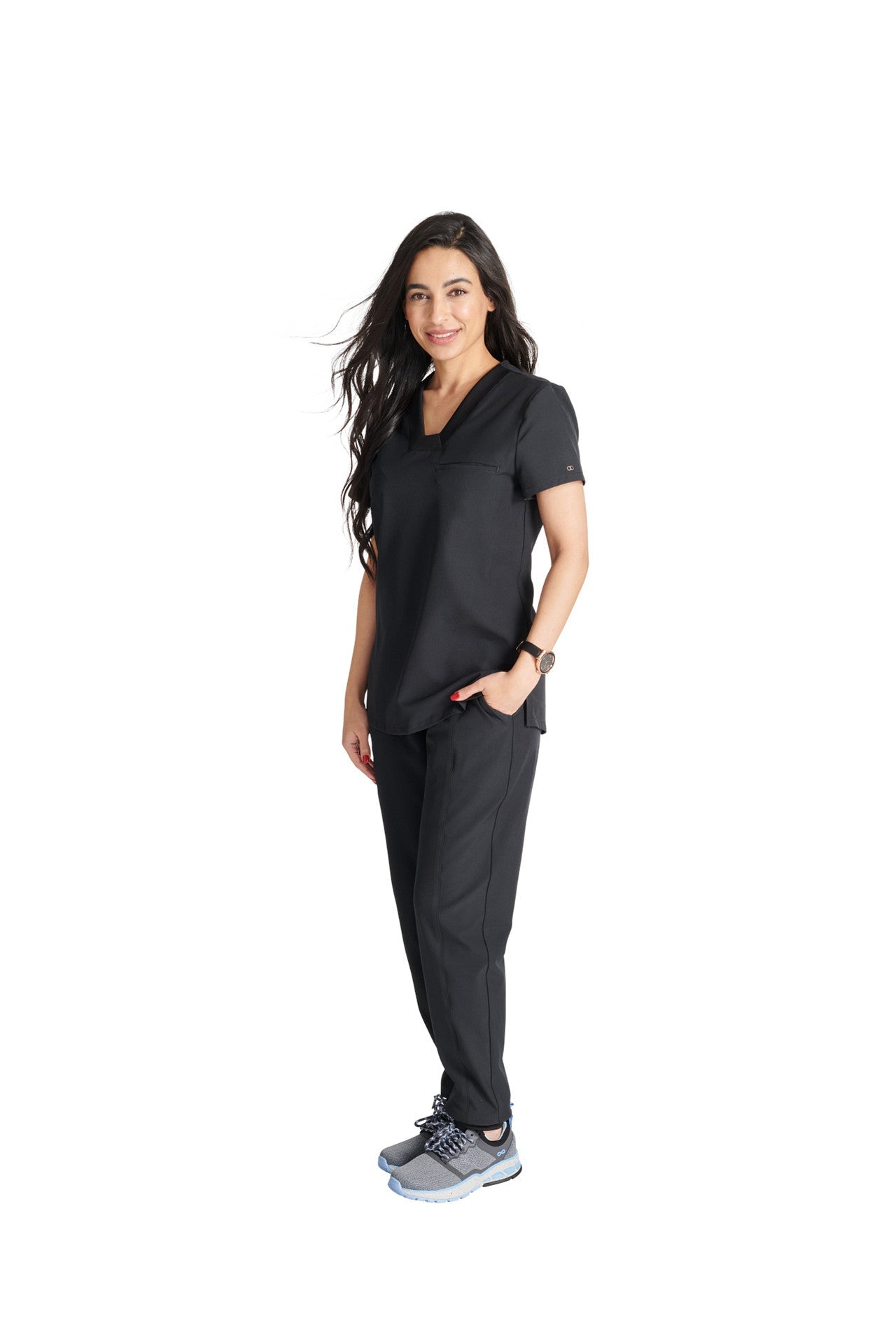 Cherokee Allura Select Plus Size CKA 667 Mitered V-Neck Top