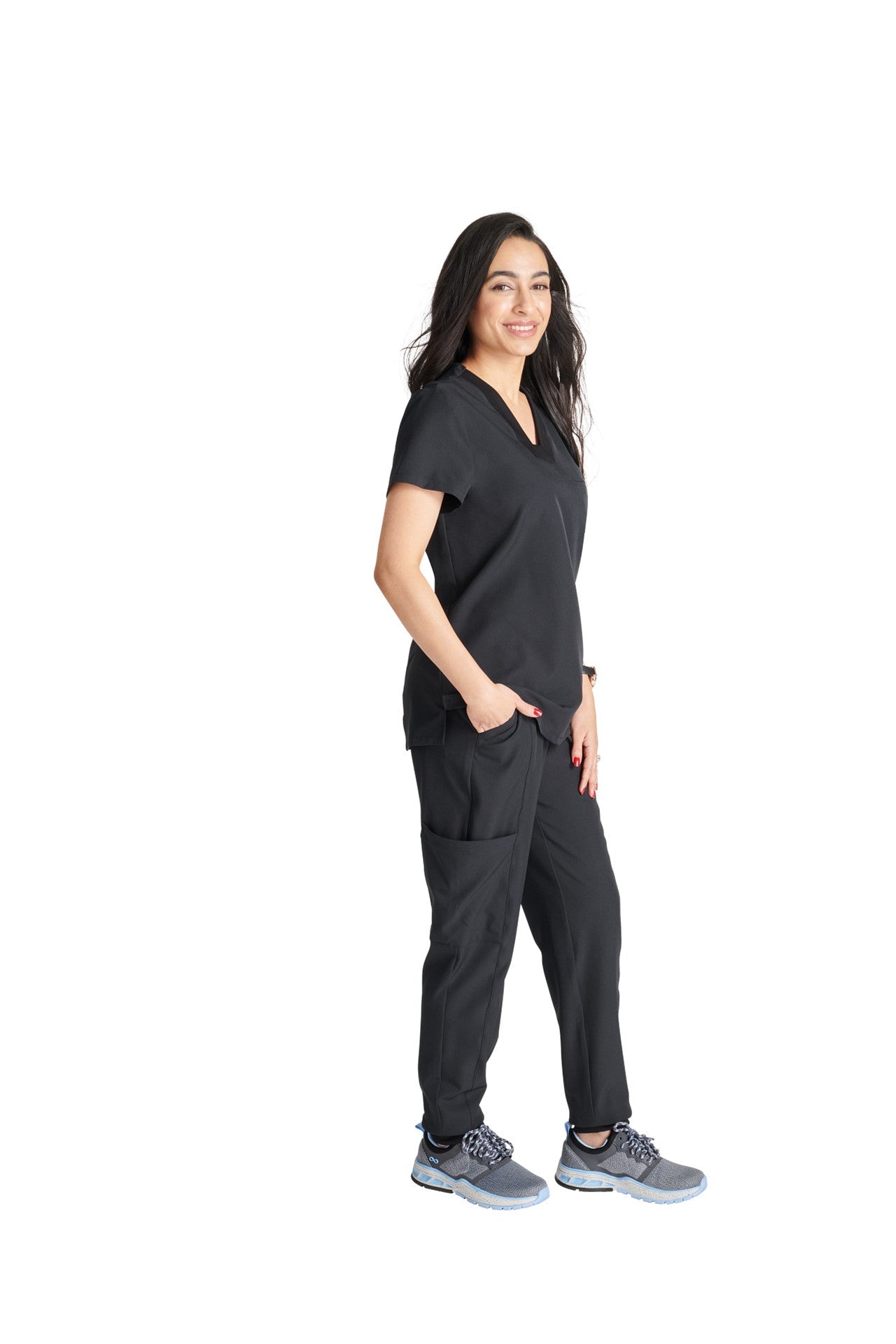 Cherokee Allura Select Plus Size CKA 667 Mitered V-Neck Top