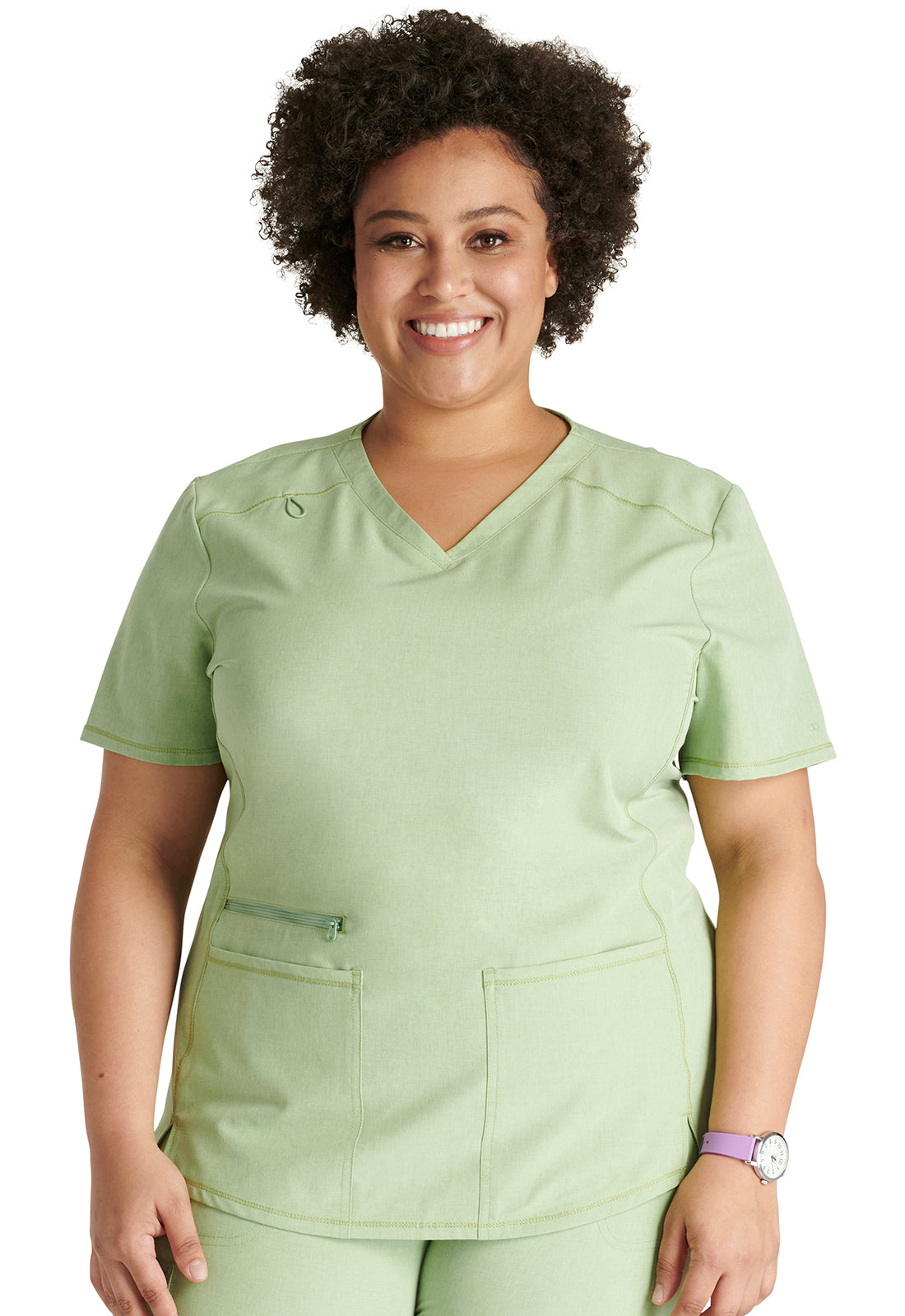 Cherokee Allura Plus Size CKA 685 3-Pocket V-Neck Top