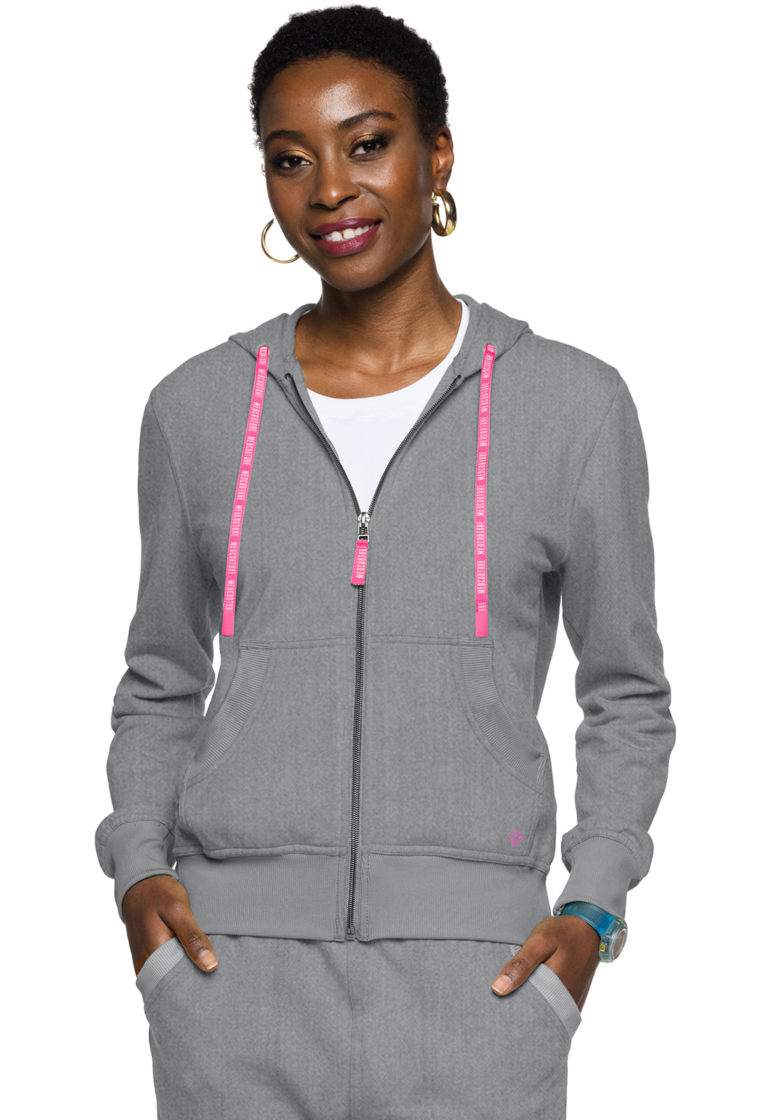 Med Couture Lifestyle Women's MC316 Fleece Zip Front Logo Hoodie