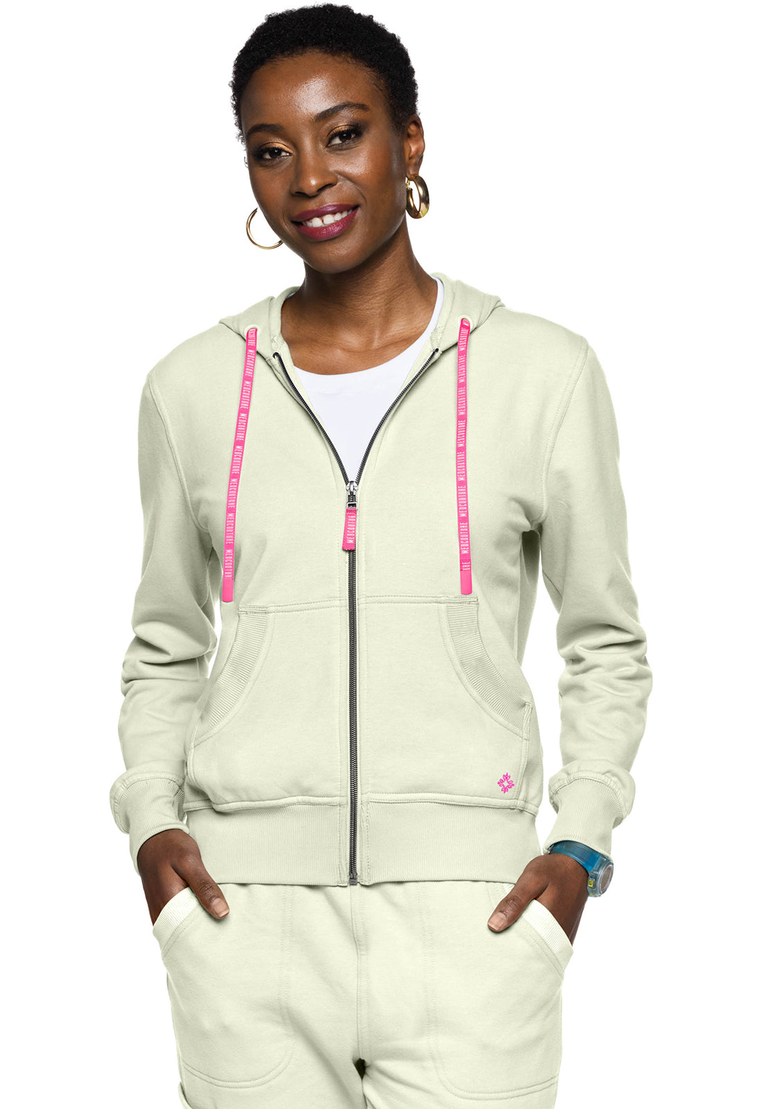 Med Couture Lifestyle Women's MC316 Fleece Zip Front Logo Hoodie