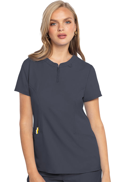 Med Couture Insight Women's MC609 Zip Front Henley Top