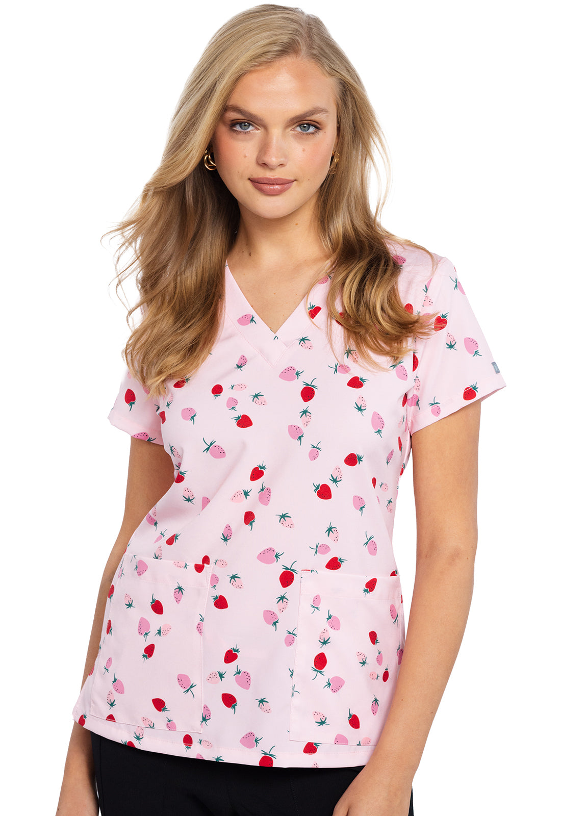 Med Couture Prints Women's MC8564 V-Neck Print Top