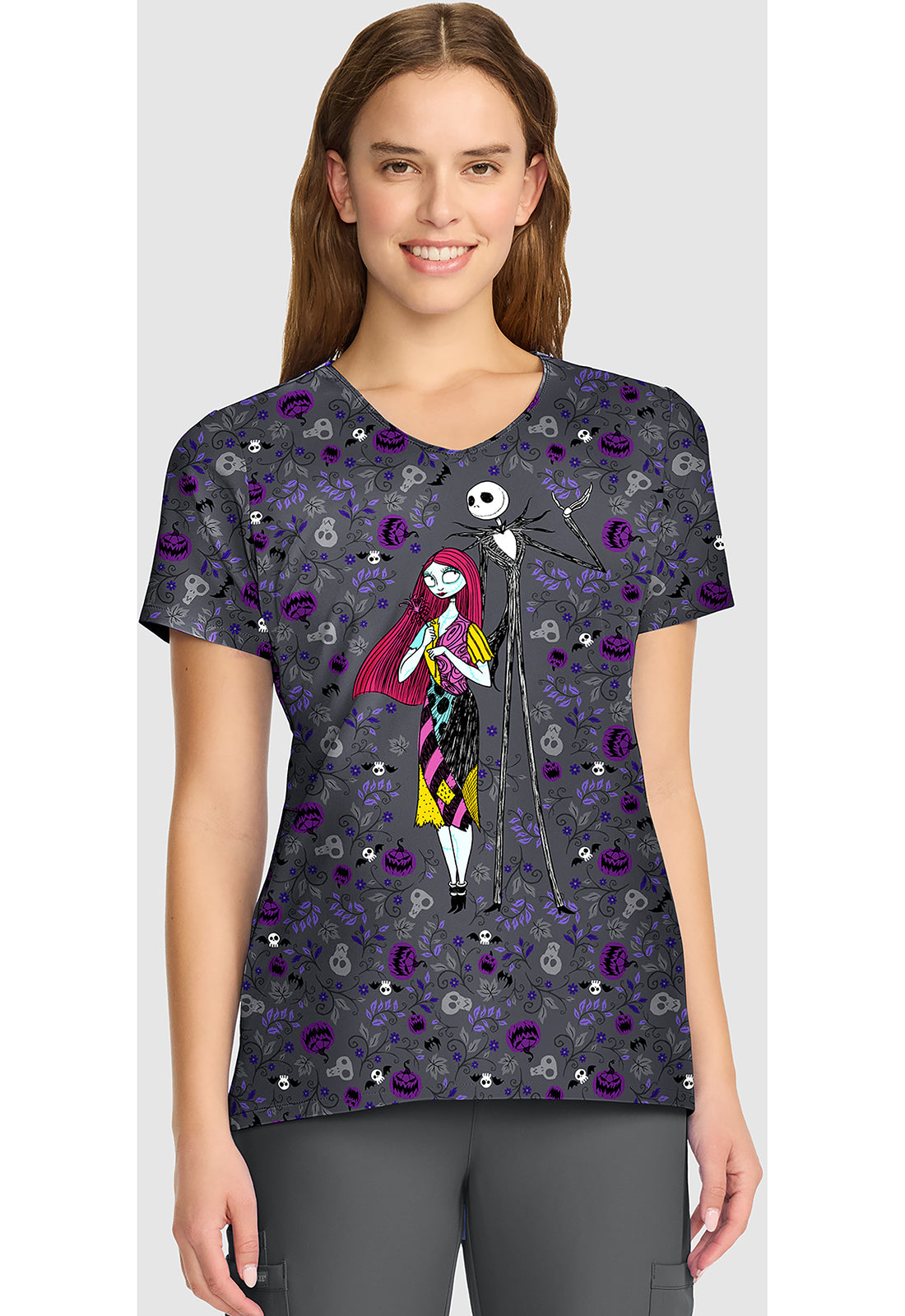 Tooniforms Women's TF626 V-Neck Print Top