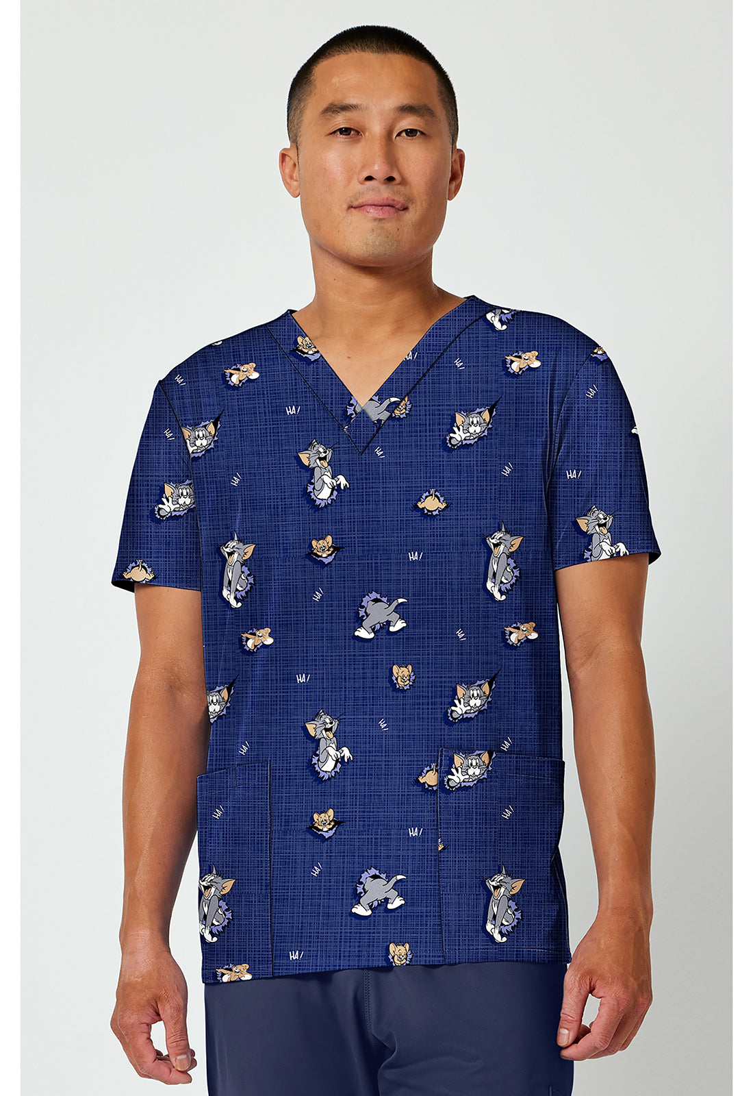 Tooniforms Men's TF788 Men's Print V-Neck Top