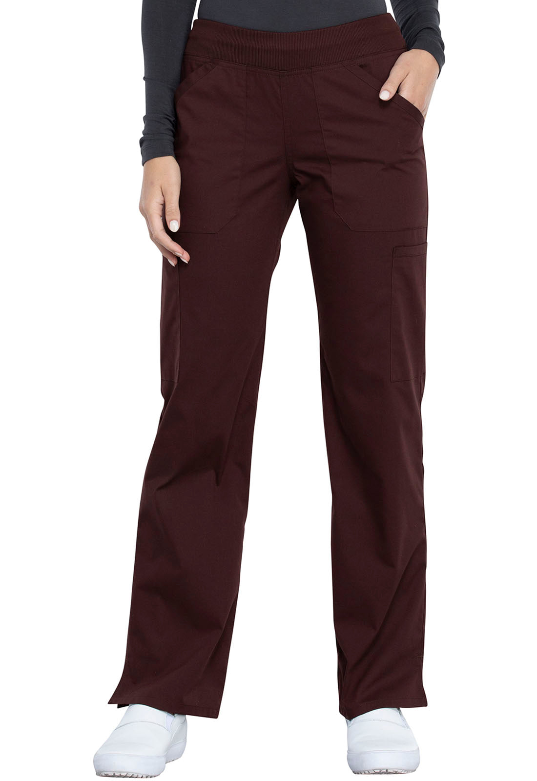 Cherokee WW Professionals Women's WW170 Mid Rise Straight Leg Pull-on Cargo Pant
