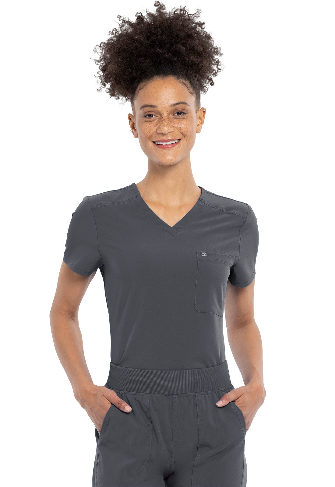 model wearing allura scrubs