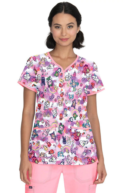 tokidoki by koi Eve Women's 1017TKD 2-Pocket Print Scrub Top