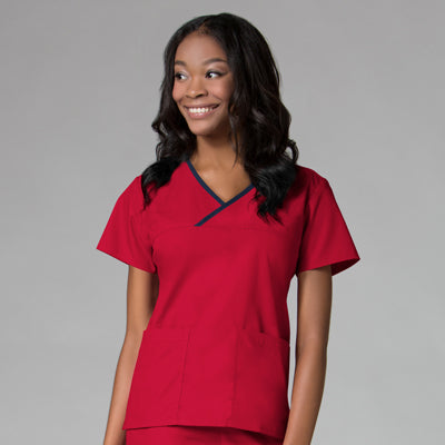 Maevn Core 1026 Women's Contrast Mock Wrap Top