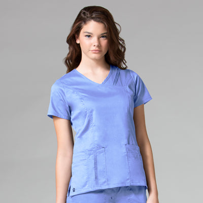 Maevn Blossom 1302 Pintuck Mock Wrap Top
