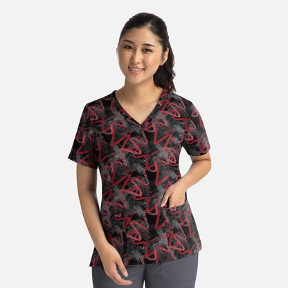 Maevn Prints 1767 Women's V-Neck Print Top