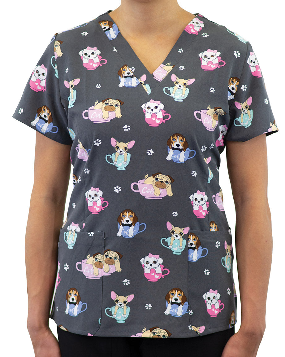 Maevn Prints 1767 Women's V-Neck Print Top