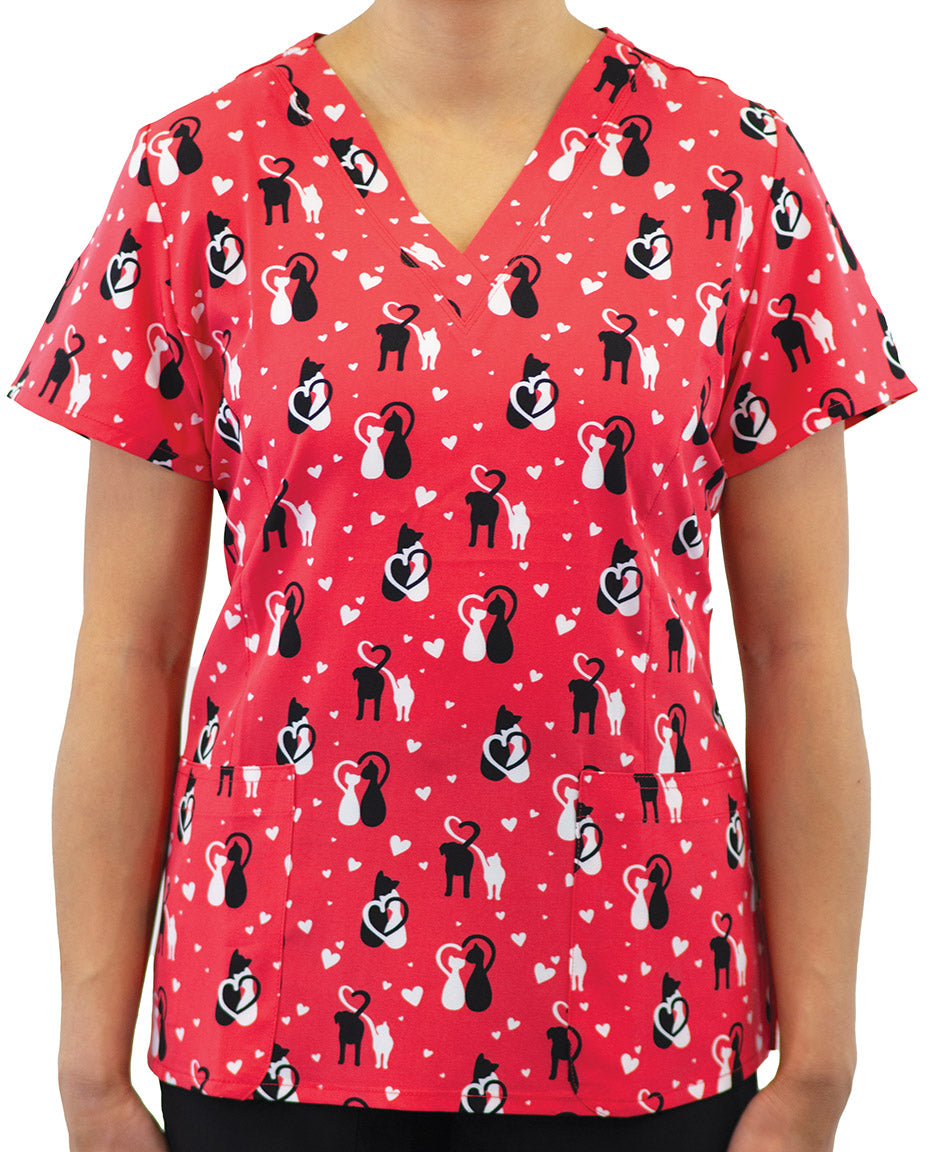 Maevn Prints 1767 Women's V-Neck Print Top