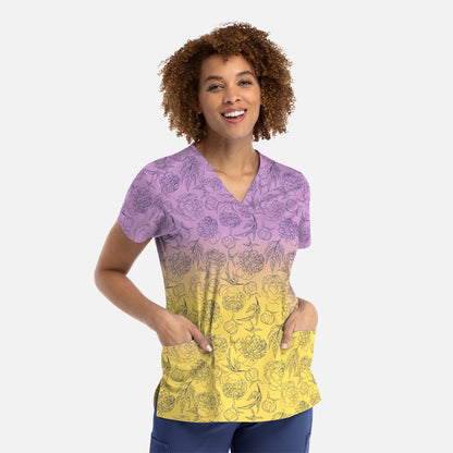 Maevn Prints 1767 Women's V-Neck Print Top
