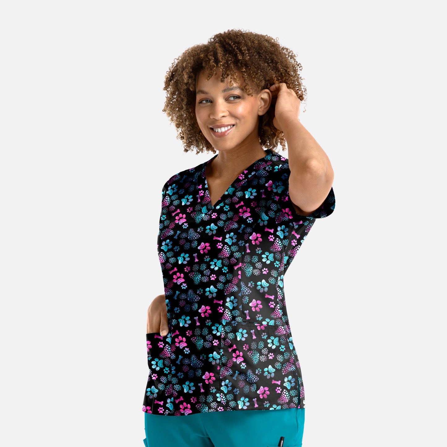Maevn Prints 1767 Women's V-Neck Print Top