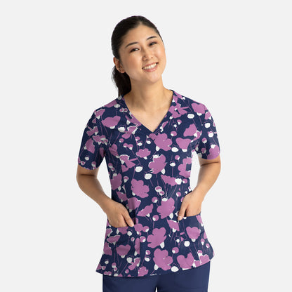 Maevn Prints 1767 Women's V-Neck Print Top