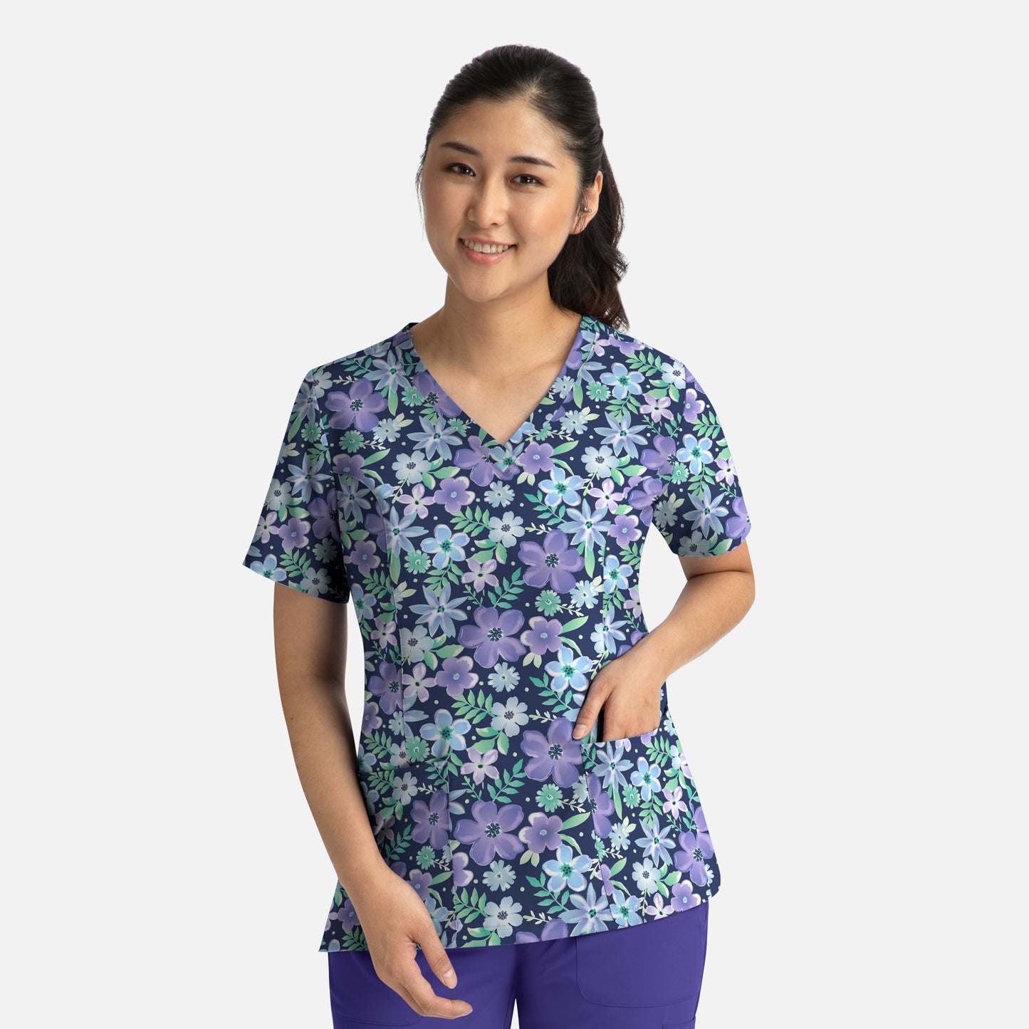 Maevn Prints 1767 Women's V-Neck Print Top