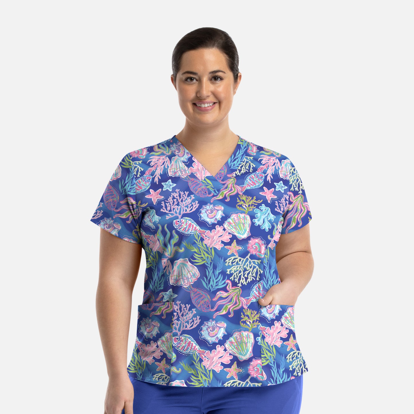 Maevn Prints 1767 Women's V-Neck Print Top