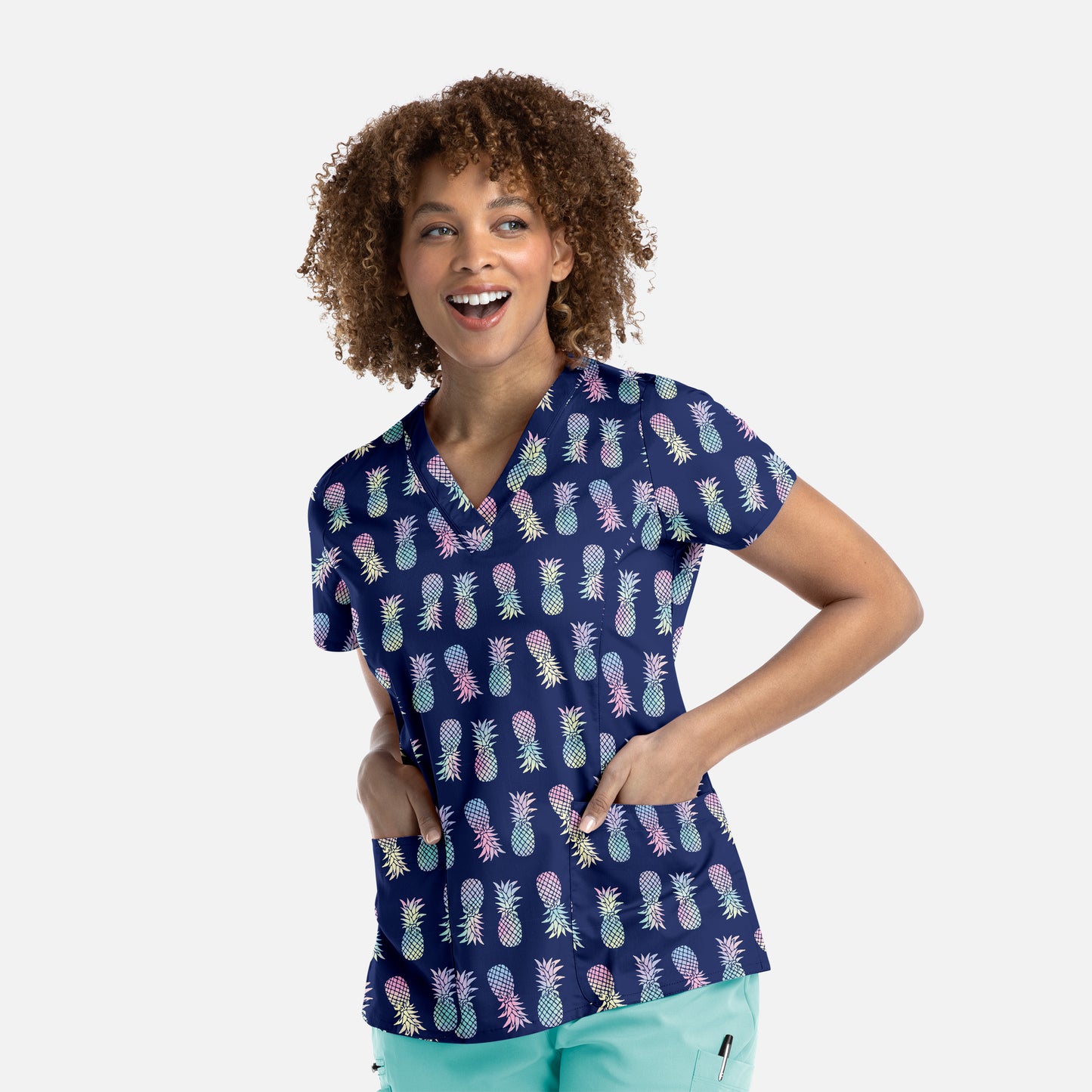 Maevn Prints 1767 Women's V-Neck Print Top