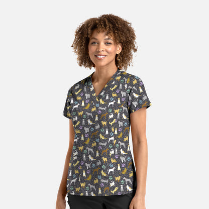 Maevn Prints 1767 Women's V-Neck Print Top