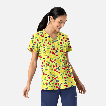 Maevn Prints 1797 Women's Curved V-Neck Print Top