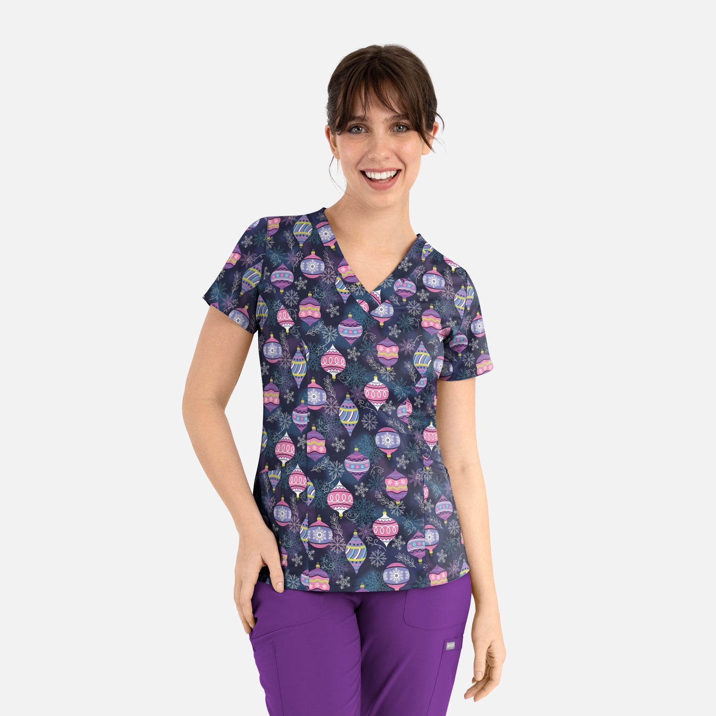 Maevn Prints 1797 Women's Curved V-Neck Print Top