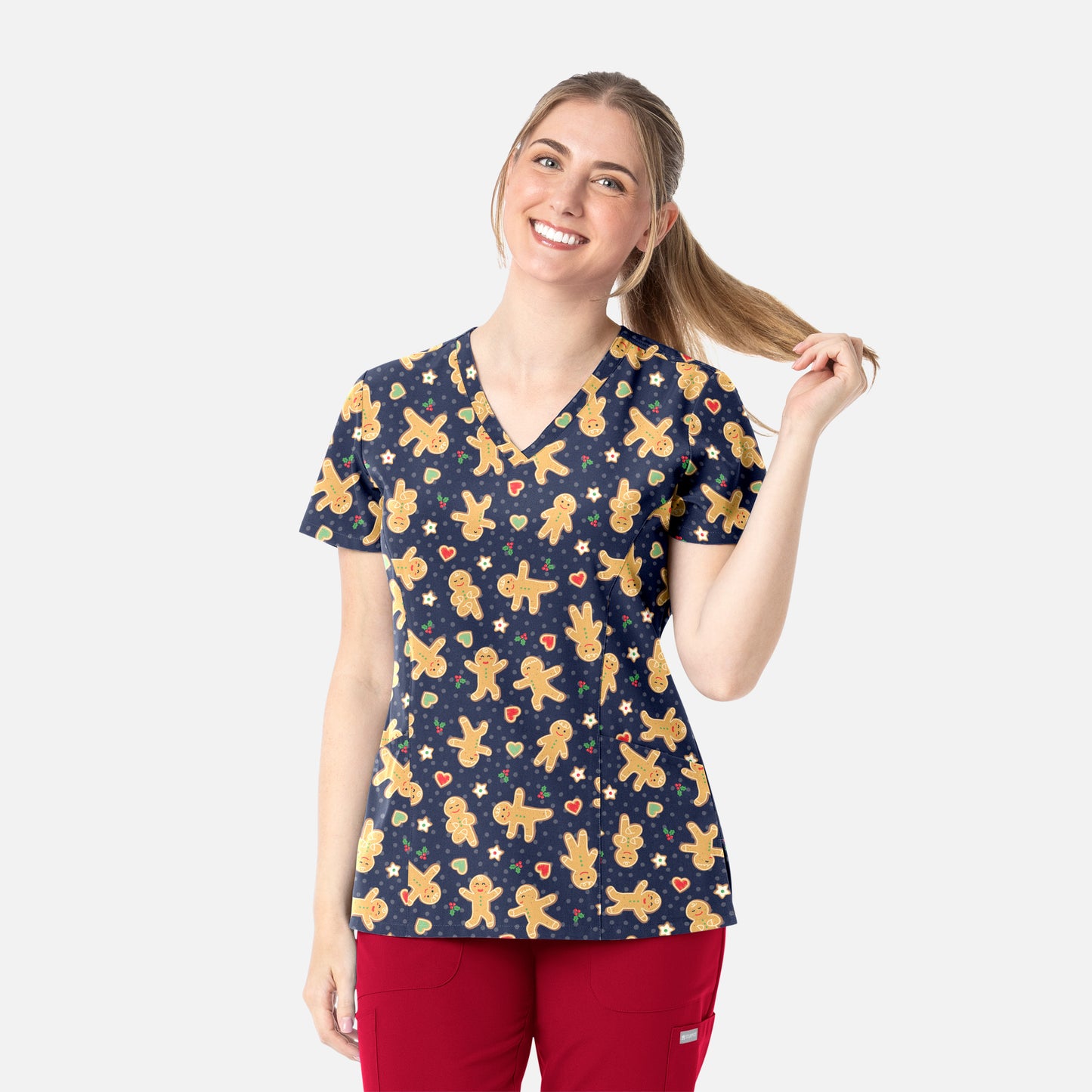 Maevn Prints 1797 Women's Curved V-Neck Print Top