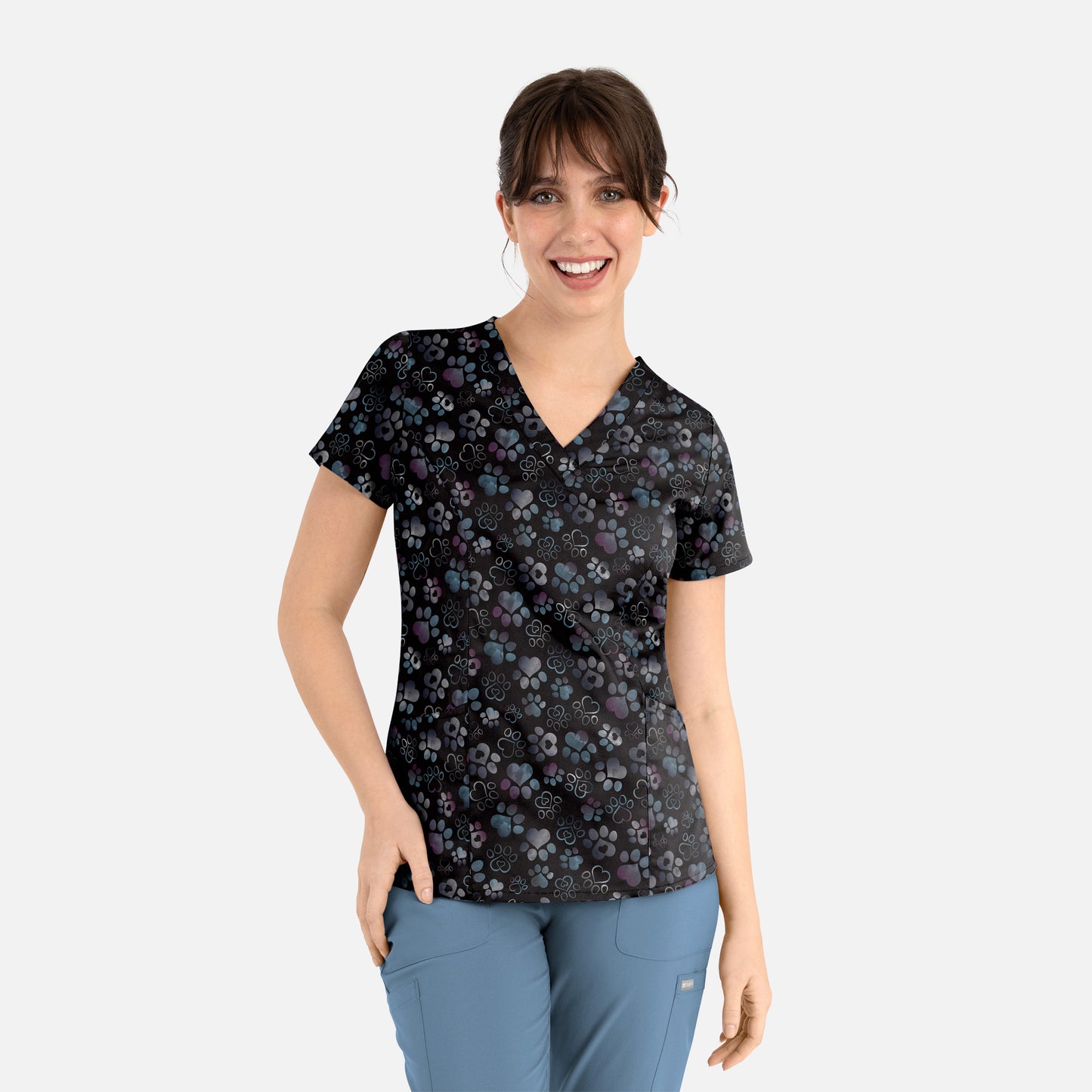 Maevn Prints 1797 Women's Curved V-Neck Print Top