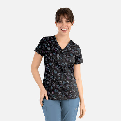 Maevn Prints 1797 Women's Curved V-Neck Print Top