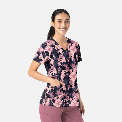 Maevn Prints 1797 Women's Curved V-Neck Print Top