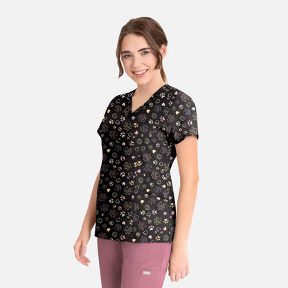 Maevn Prints 1797 Women's Curved V-Neck Print Top