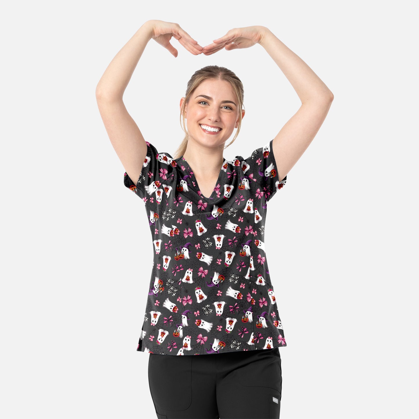 Maevn Prints 1797 Women's Curved V-Neck Print Top