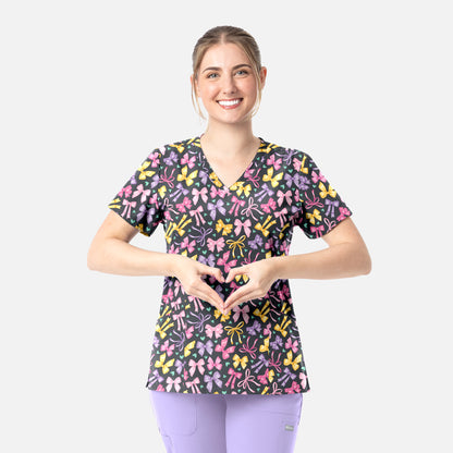 Maevn Prints 1797 Women's Curved V-Neck Print Top