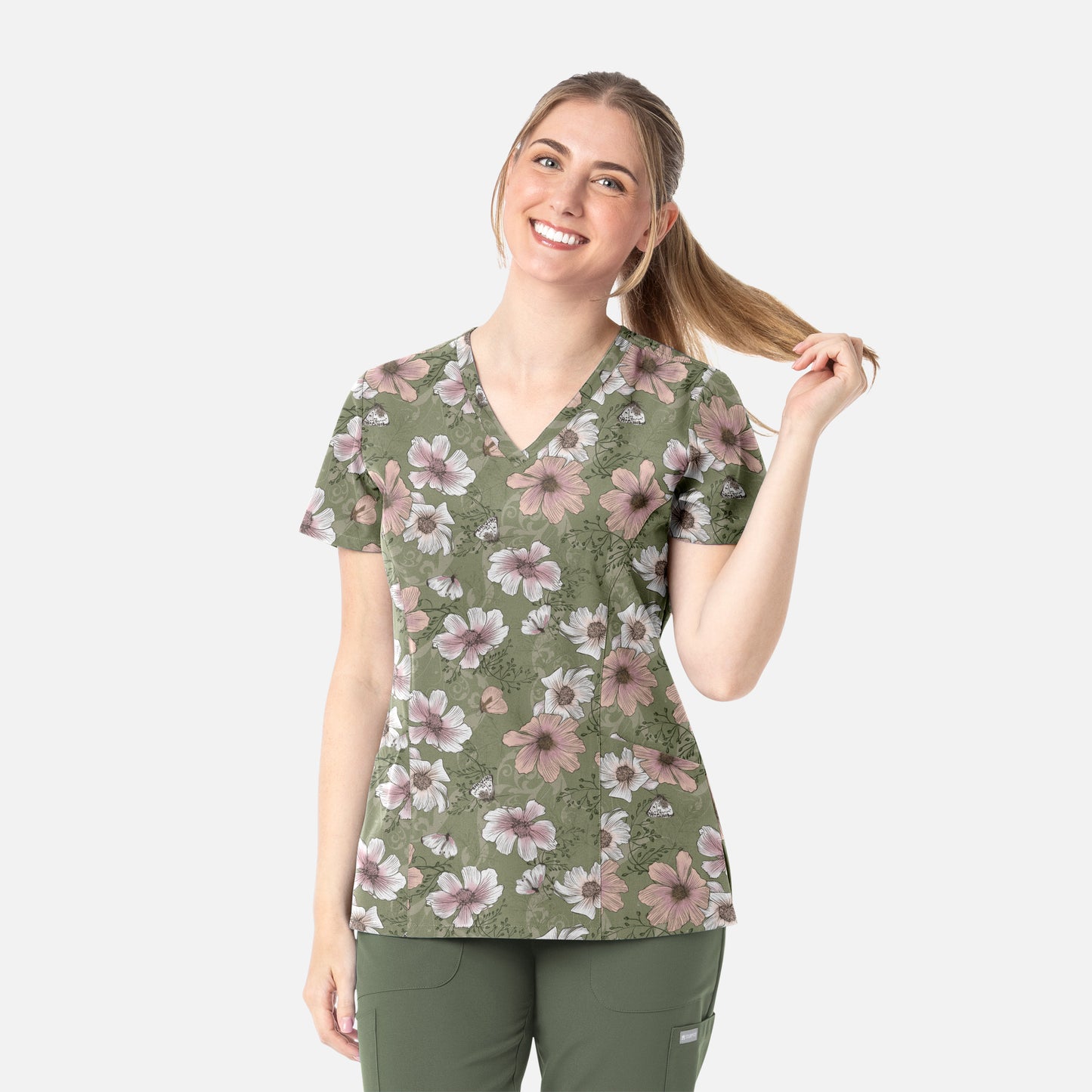 Maevn Prints 1797 Women's Curved V-Neck Print Top